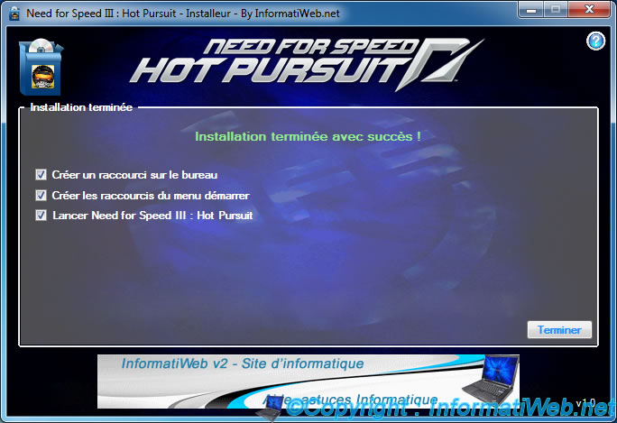 NFS III : Hot Pursuit - Installer - installation terminée